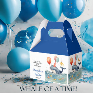 Geburtstagsparty des niedlichen Whale Boys Geschenkschachtel