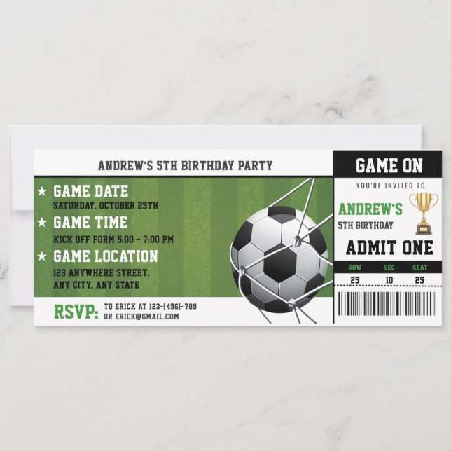 Geburtstagsparty des Personal Soccer Tickets Einladung (Vorderseite)