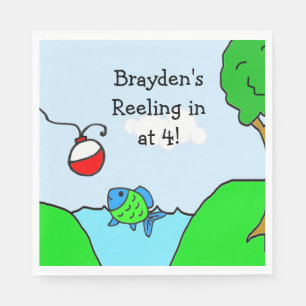 Geburtstagsparty des personalisierten Fishing Them Serviette
