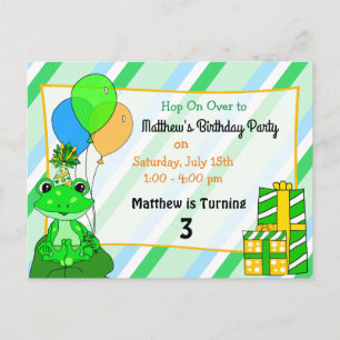 Geburtstagsparty des personalisierten Frog Themed  Postkarte