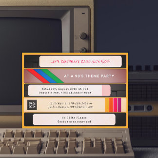 Geburtstagsparty des Vintagen VHS-Tape der 90er Ja Einladung