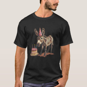 Geburtstagsparty Donkey mit lustigem Hut und Kuche T-Shirt