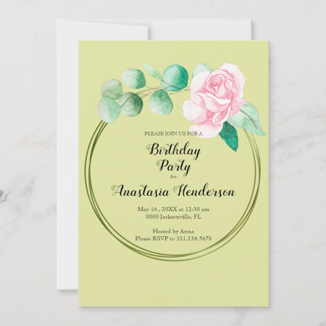 Geburtstagsparty. Einladung (Vorderseite)