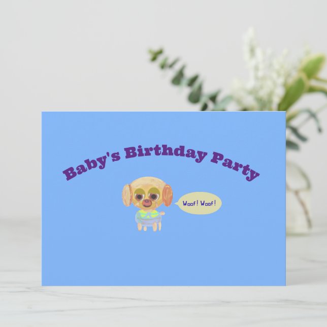 Geburtstagsparty Einladung Baby Blue (Stehend Vorderseite)