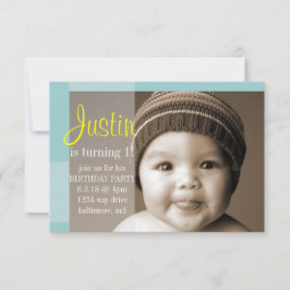 Geburtstagsparty Einladung | Ein Segment Blau gelb