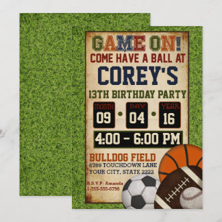 Geburtstagsparty-Einladung für gemischte Sportarte Einladung