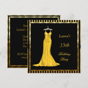 Geburtstagsparty Einladung Gold Kleid
