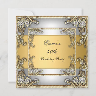Geburtstagsparty-Einladung Gold und Silber Einladung