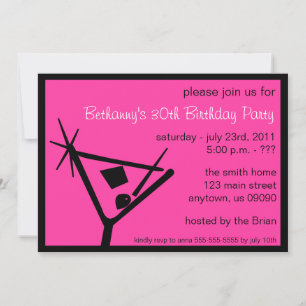 Geburtstagsparty-Einladung Martini-Glas (rosa) Einladung