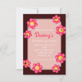 Geburtstagsparty Einladung | Niedliche Blume Brown