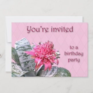 Geburtstagsparty Einladung Pink Bromeliad