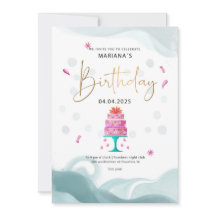 Geburtstagsparty-Einladung | Rosa Kuchen Thema | B