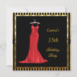 Geburtstagsparty Einladung Rotes Kleid