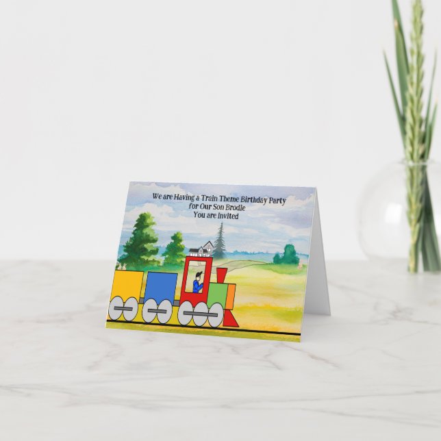 Geburtstagsparty Einladung Son mit Train Theme (Vorderseite)