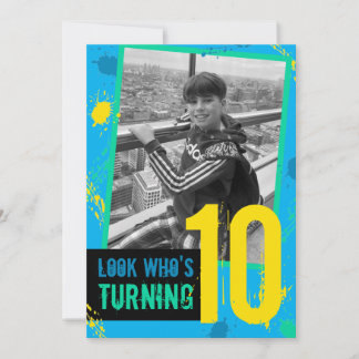 Geburtstagsparty Einladung Splats 10th Blue