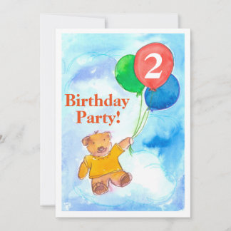 Geburtstagsparty Einladung Teddy Bären Balloons
