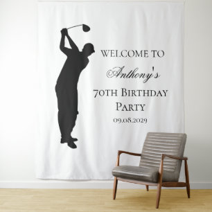 Geburtstagsparty Elegant Golfer Willkommen Wandteppich