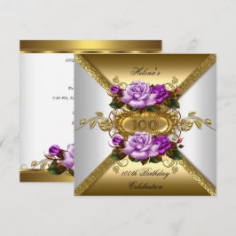 Geburtstagsparty Elegante Rose Lila Gold Einladung