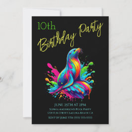 Geburtstagsparty - farbenfrohe Seelenschwalbe Einladung