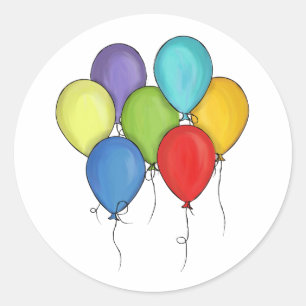 Geburtstagsparty feiert Wasserfarbenballons Runder Aufkleber