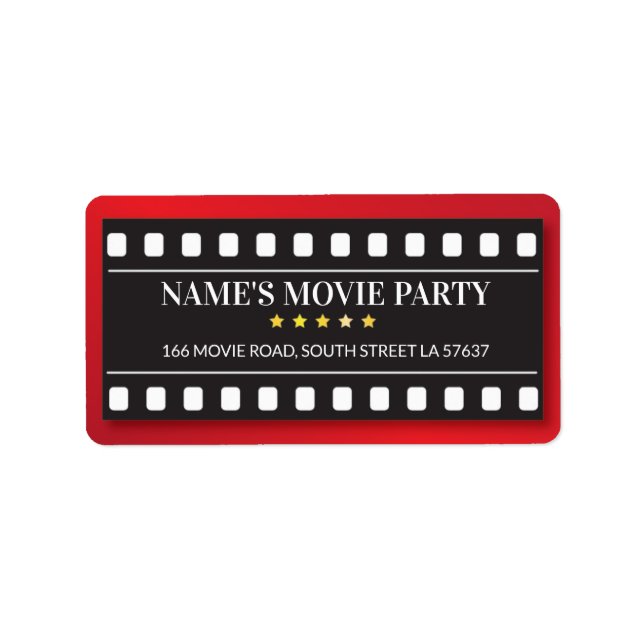 Geburtstagsparty Film Ticket Film-Adresse Labels Adressaufkleber (Vorne)