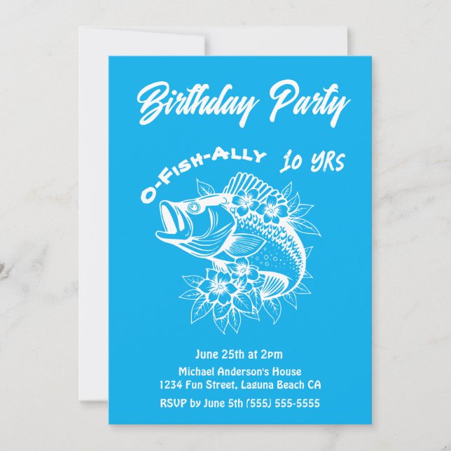 Geburtstagsparty-Fisch Einladung (Vorderseite)