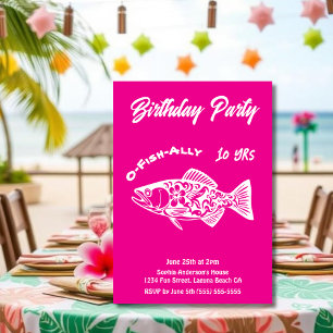 Geburtstagsparty-Fisch Hawaiisch O-Fish-ally Pink Einladung