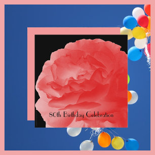 Geburtstagsparty Floral Coral Pink Rose Einladung