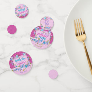 Geburtstagsparty Floral Pink Polka Dots Konfetti