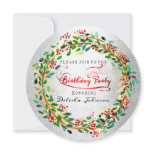 Geburtstagsparty Floral Watercolor Silver Green Go