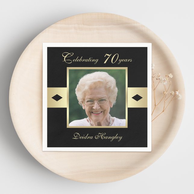 Geburtstagsparty-Foto auf Black Paper Serviette (Von Creator hochgeladen)