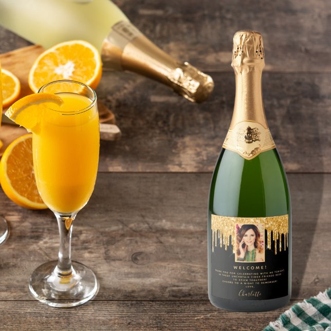 Geburtstagsparty Foto Schwarzer Glitzer Gold Empfa (Von Creator hochgeladen)