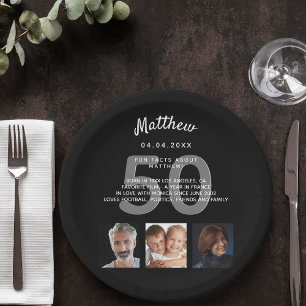 Geburtstagsparty Foto Spaß Fakten Schwarz-weiß Typ Pappteller