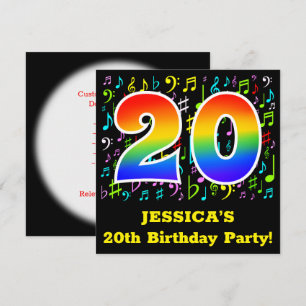 Geburtstagsparty: Fun Music Symbols, Rainbow 20 Einladung