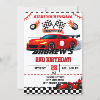 Geburtstagsparty für Custom Race Car Einladung