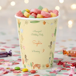 Geburtstagsparty für Katzen und Blume Pappbecher