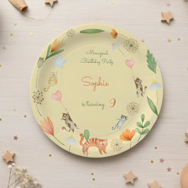 Geburtstagsparty für Katzen und Blume Pappteller