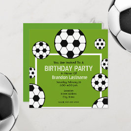 Geburtstagsparty - Fußballfeld und Fußballbälle Einladung