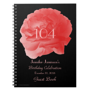 Geburtstagsparty Gästebuch, Coral Pink Rose Petals Notizblock
