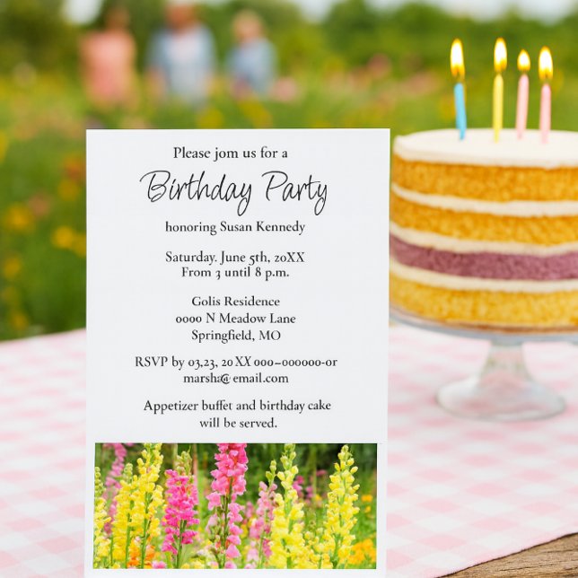 Geburtstagsparty Gelb Rosa Blume Einladung (Garden party invitation a perfect template invite for summer gatherings )