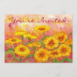 Geburtstagsparty Gelbe Marigold Wasserfarbe Blume Einladung