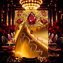 Geburtstagsparty Gold Silber Ruby Red Juwel