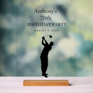 Geburtstagsparty Golfer Elegant Par Seventieth Acrylschild