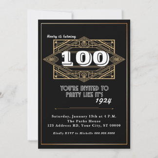 Geburtstagsparty, Great Gatsby, Art Deco Einladung
