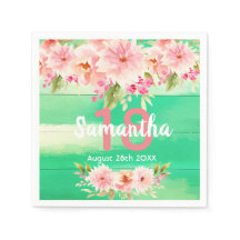 Geburtstagsparty grün rustikales Holz rosa Blumen