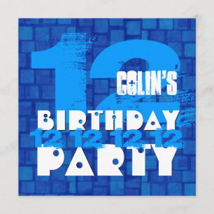 Geburtstagsparty Grunge BLUE Z12B Einladung