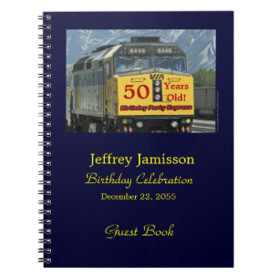 Geburtstagsparty Guest Book Yellow Train Notebook Notizblock