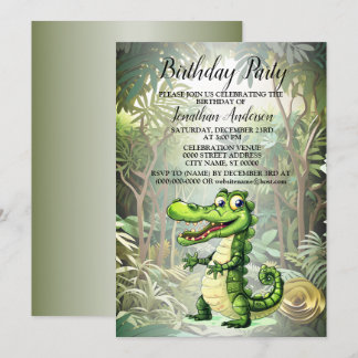 Geburtstagsparty Happy Niedlich Wild Crocodile Jun Einladung