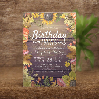 Geburtstagsparty Herbstmapel Sonnenblume Pumpkin W Einladung