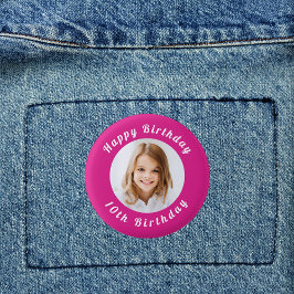 Geburtstagsparty Hot Rosa Foto Girl Button